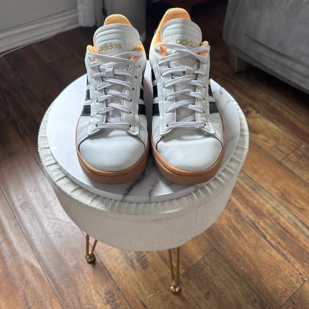 Adidas Men’s White and Orange Sneakers
